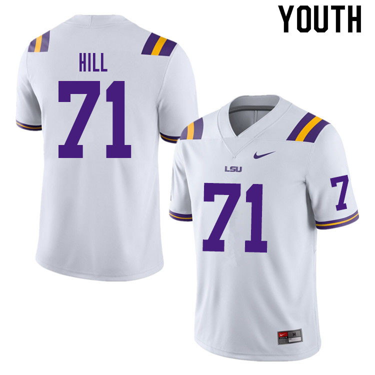 Youth #71 Xavier Hill LSU Tigers College Football Jerseys Sale-White